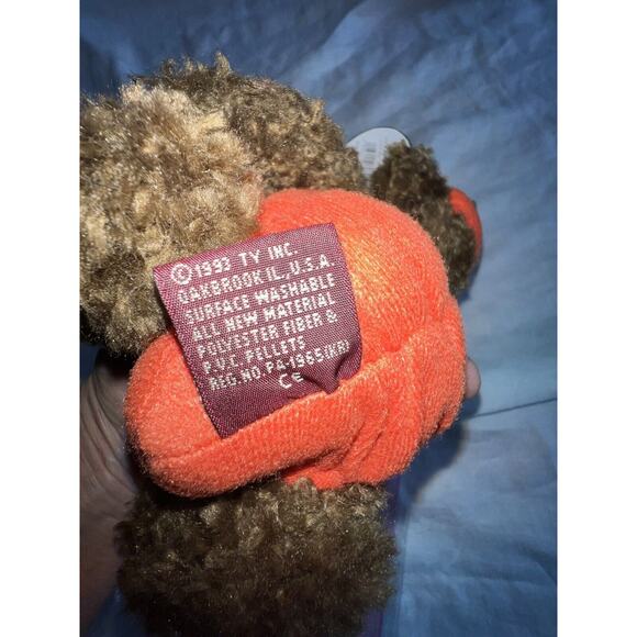 1993 ty Attic Treasures Peter Bear in Halloween Pumpkin Costume Jointed Tags - Picture 6 of 9